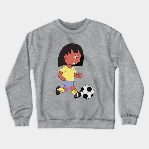 Drawing of a girl playing football Crewneck Sweatshirt by DiegoCarvalho